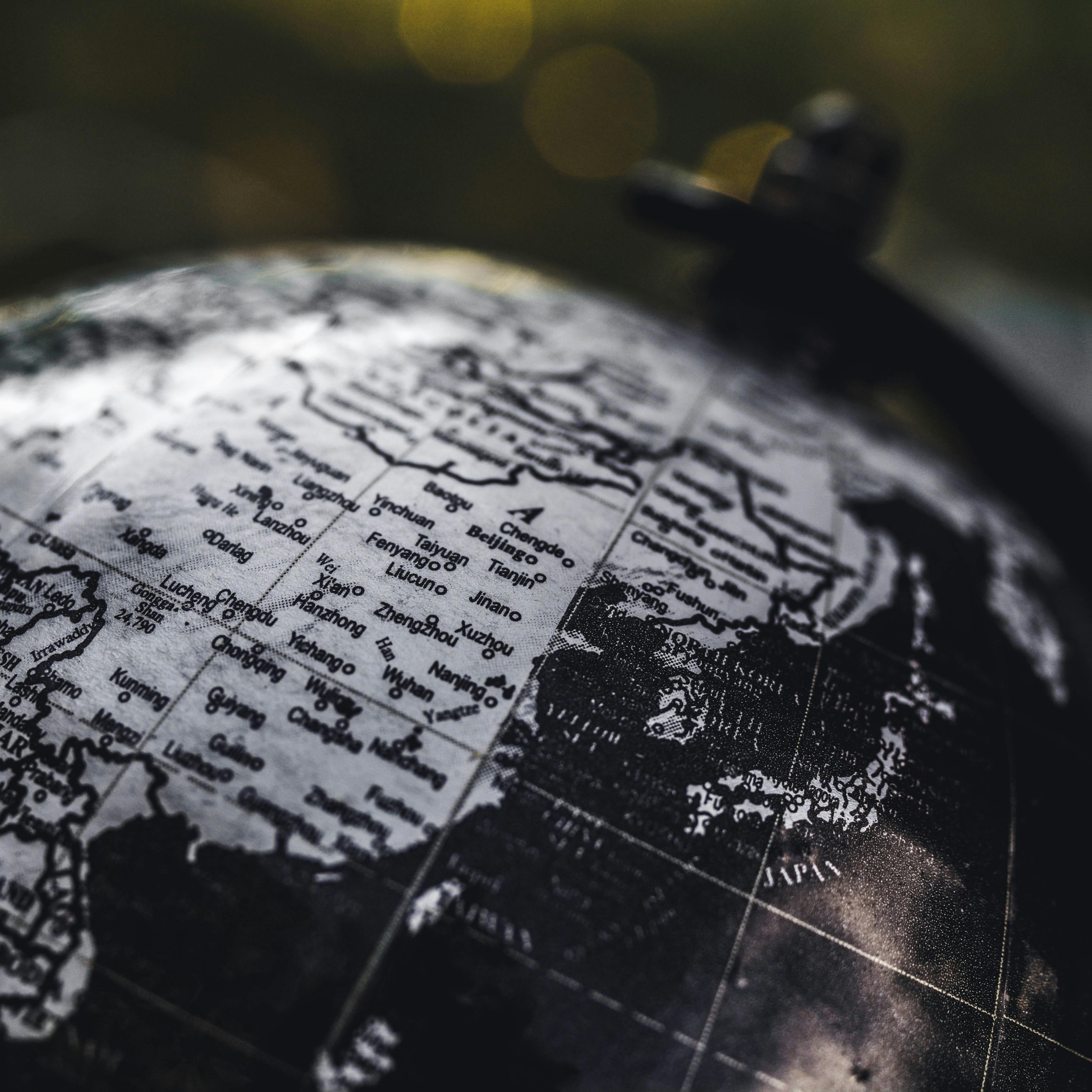 Globe Map of East and Southeast Asia